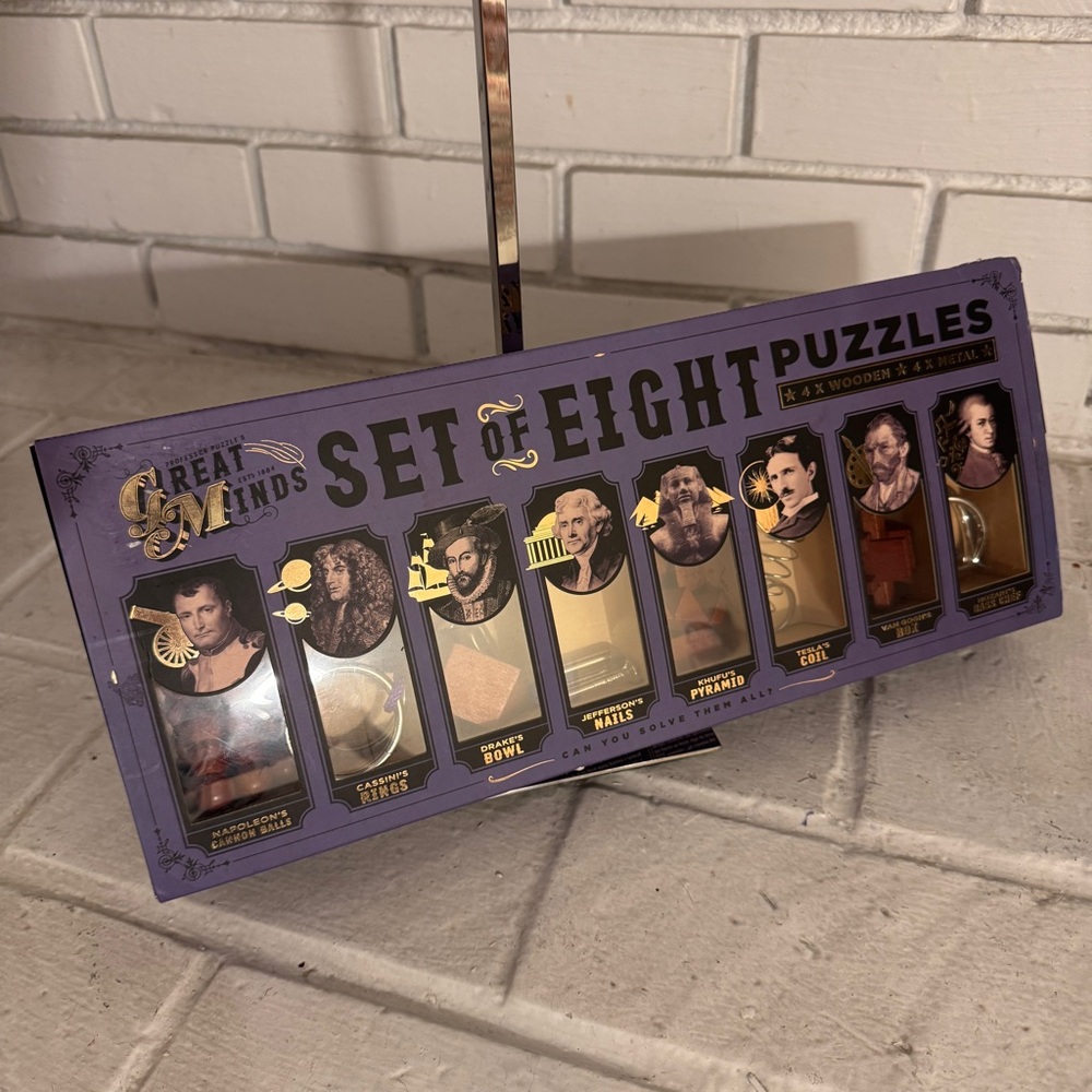 Professor Puzzles: Great Minds Set of Eight Wooden & Metal Puzzles